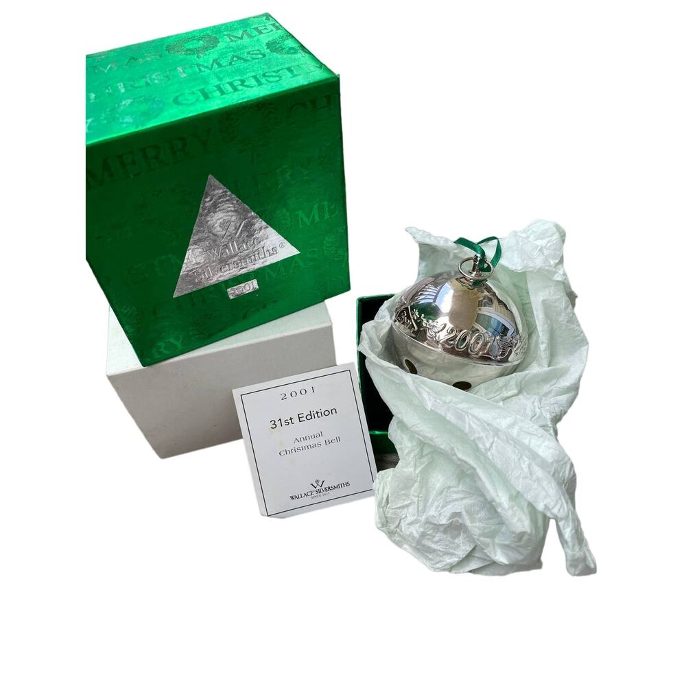 Vintage 2001 Wallace annual sleigh bell, Limited Edition ornament, silver plate